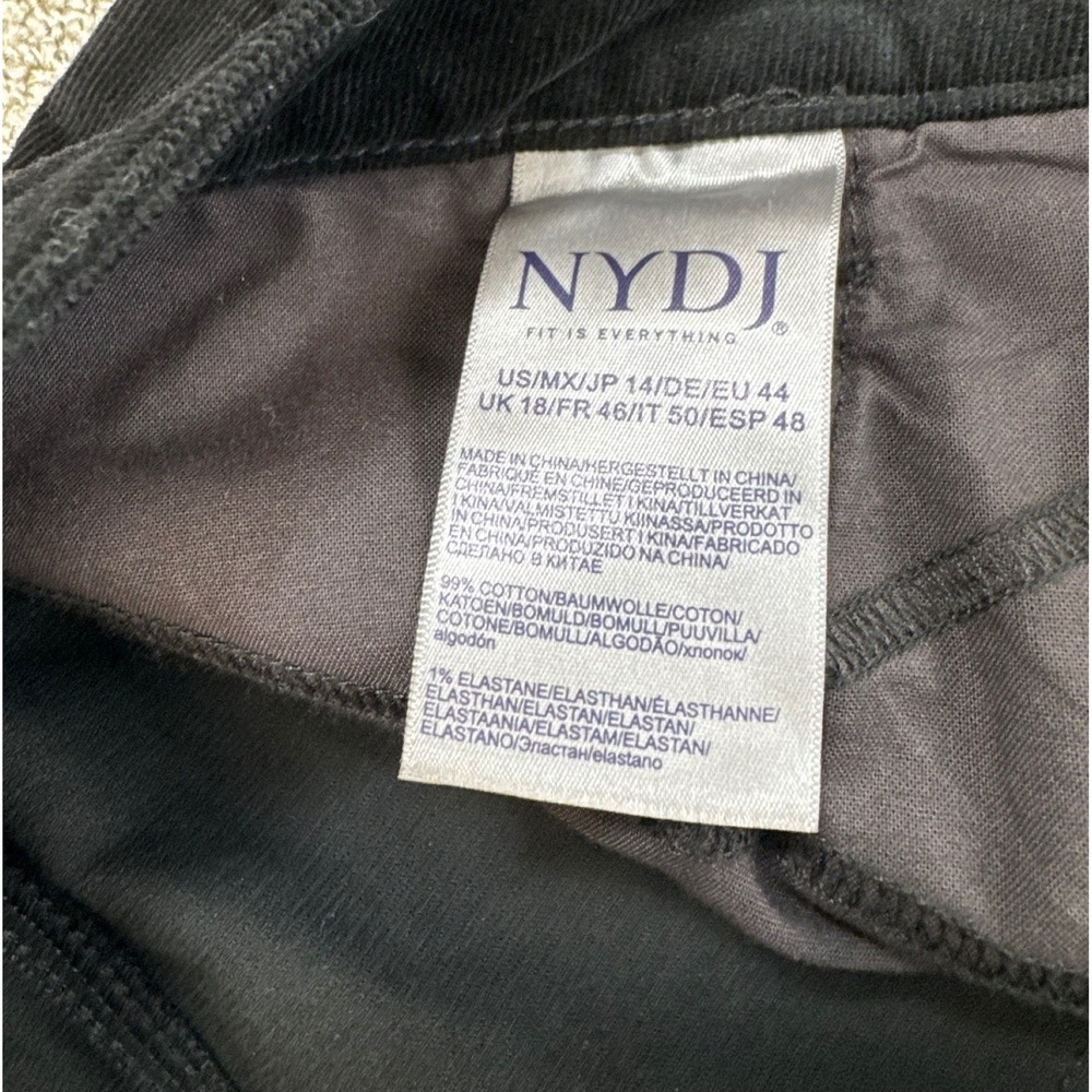 NYDJ Corduroy Pants Womens 14 Black Marilyn Straight Lift Tuck Technology Winter - Picture 4 of 8